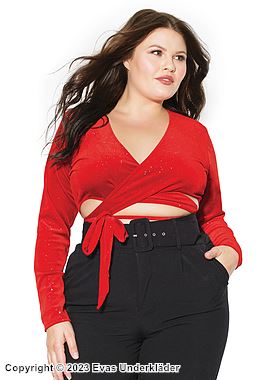 Weihnachtsthema (Frau), Kostüm-Top, Samt, Kunstpelz, Funkeln, lange Ärmel, Plus Size